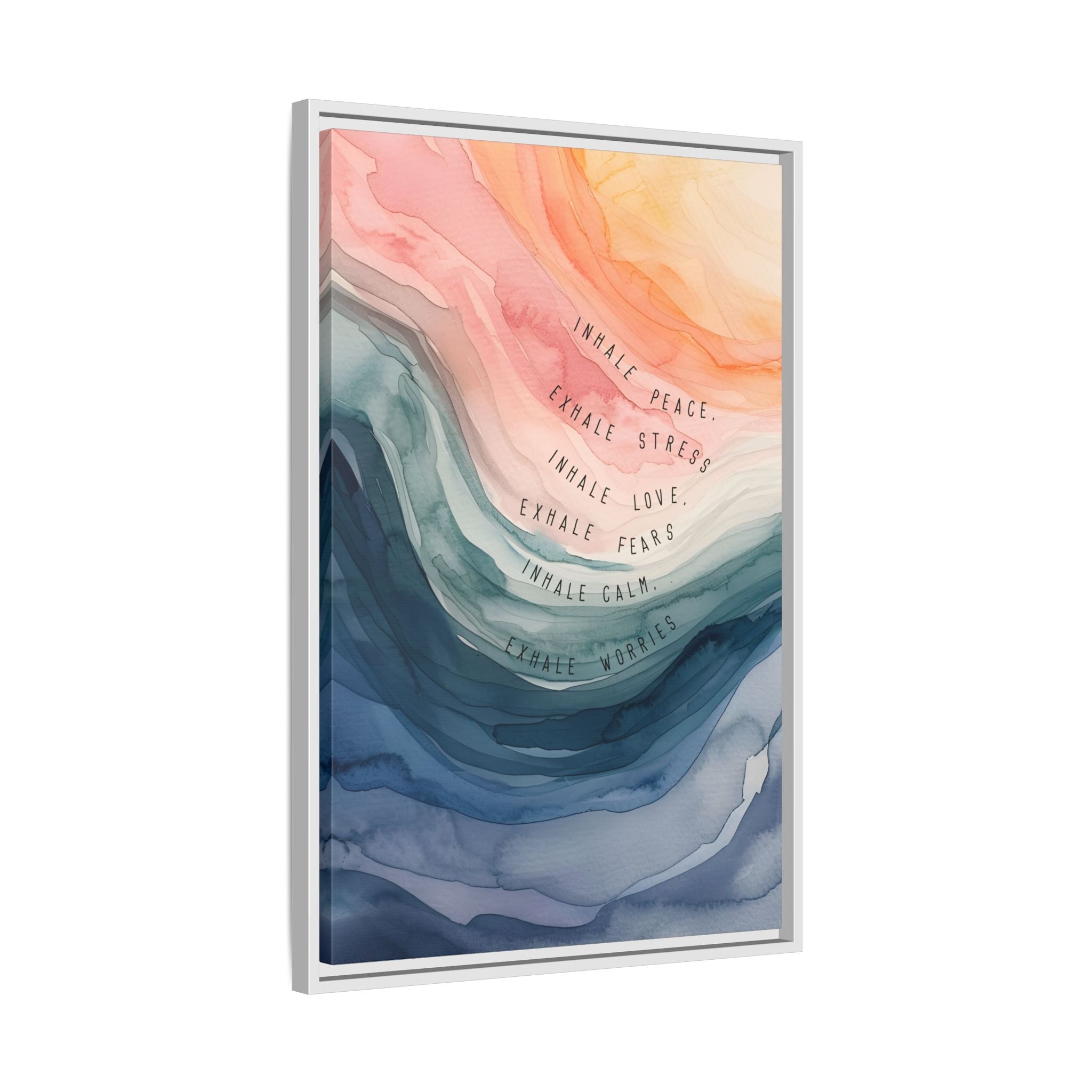 Framed Canvas - Inhale Exhale Watercolor Calm