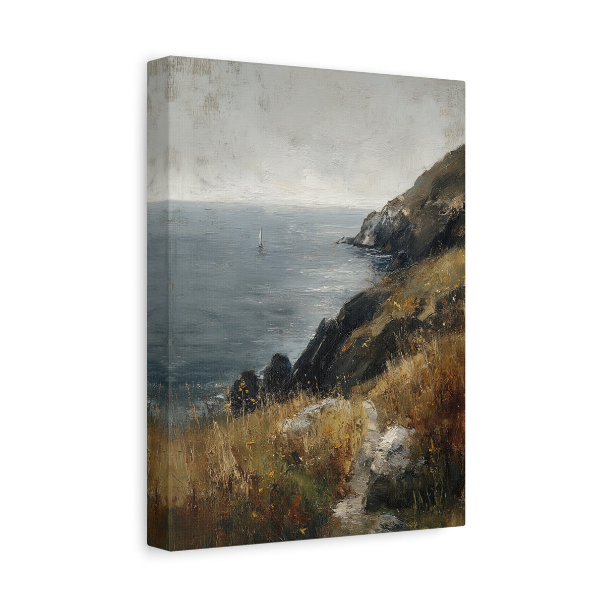 1.25" Matte Canvas - Cliffside Sailboat Seascape