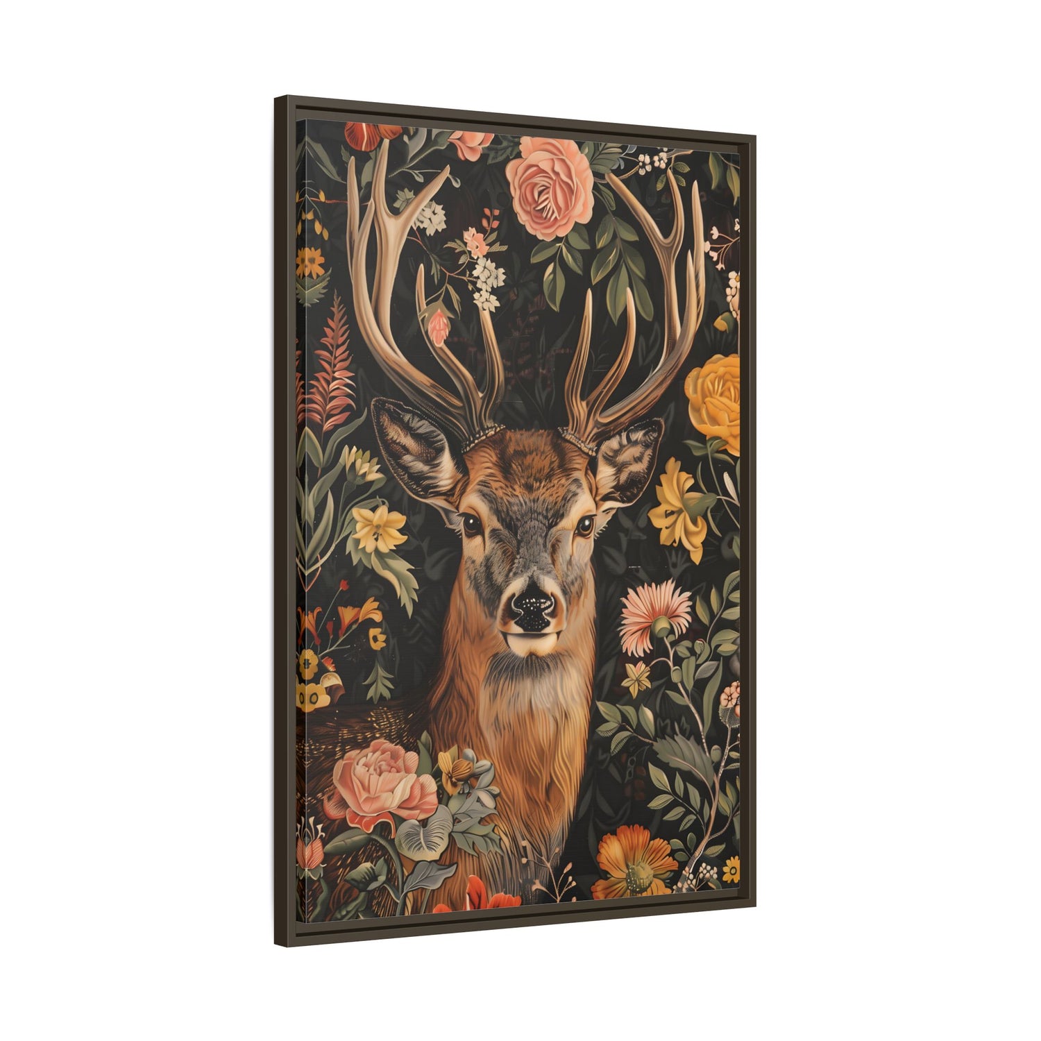 Framed Canvas - Floral Deer Majesty