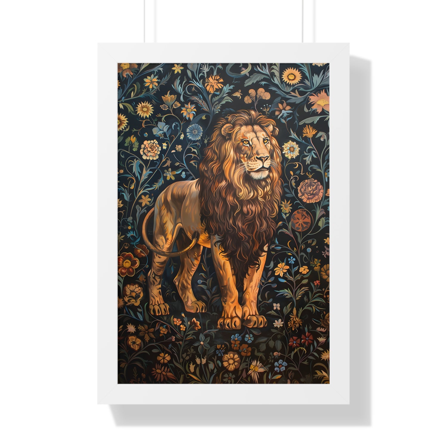 Framed Paper Print - Majestic Floral Lion