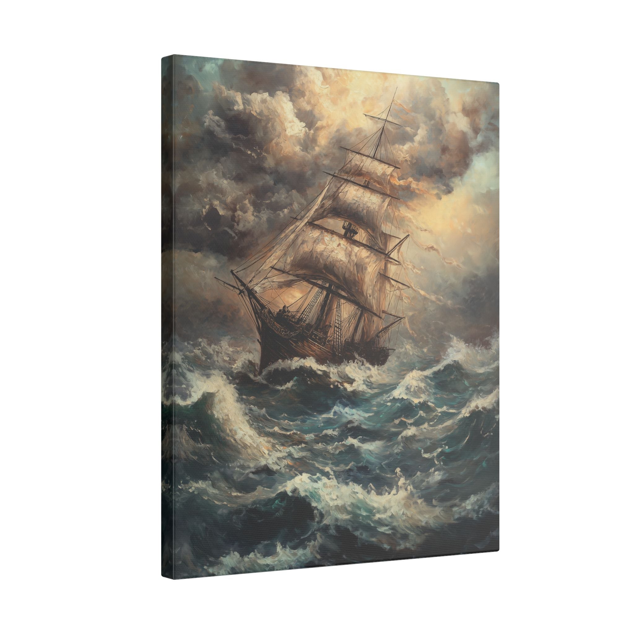 .75" Matte Canvas - Stormy Voyage Sailing Ship
