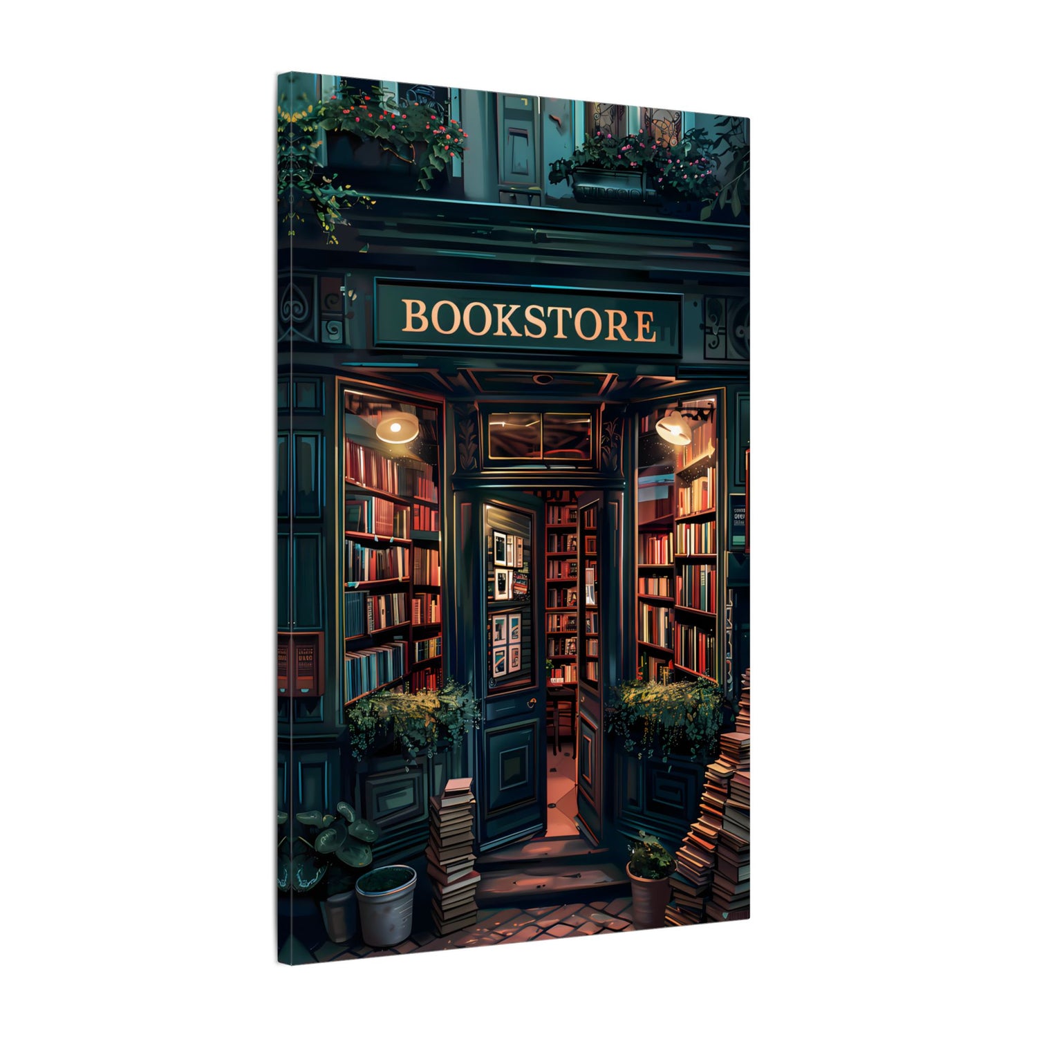 .75" Matte Canvas - Midnight Bookstore Glow