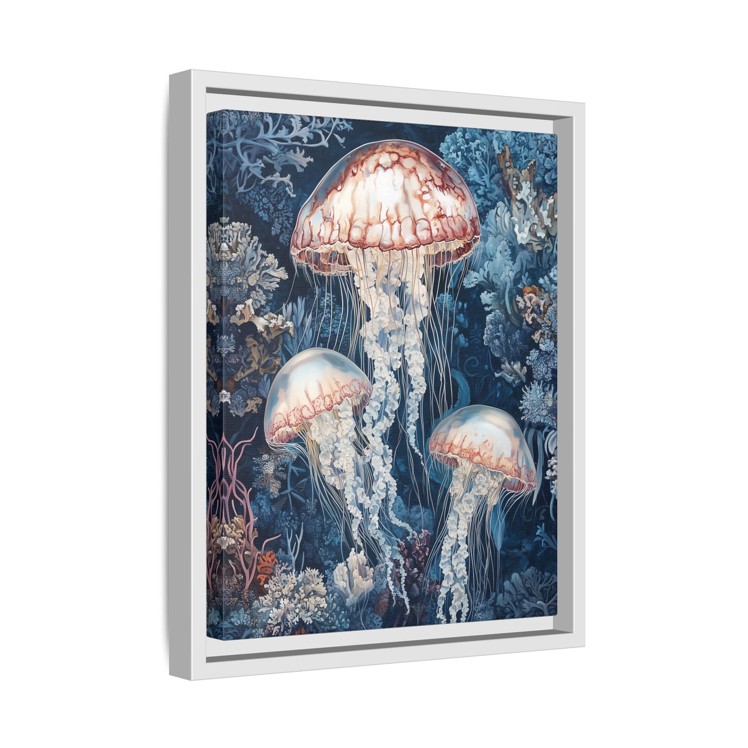 Framed Canvas - Ethereal Ocean Jellyfish