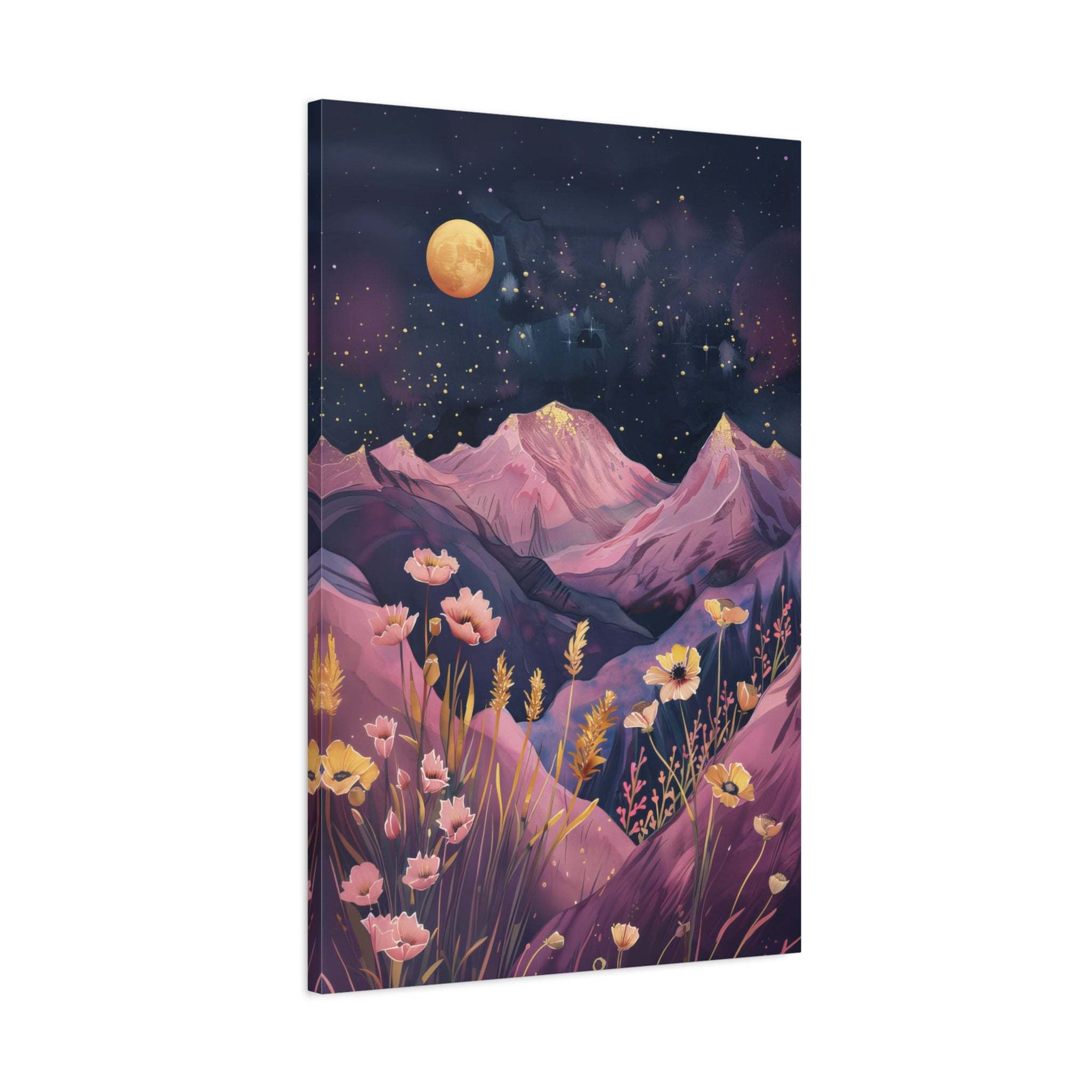 1.25" Matte Canvas - Golden Moon Over Lavender Peaks