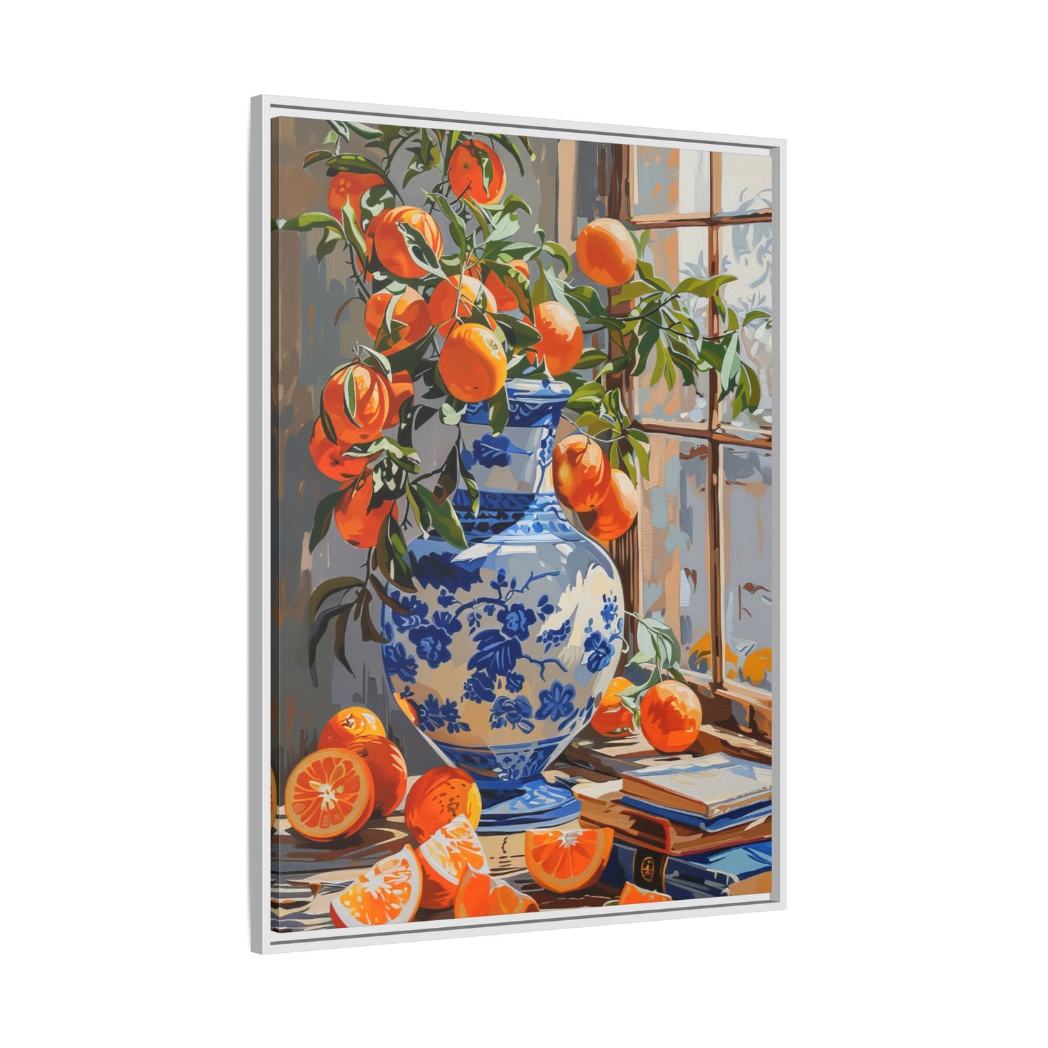 Framed Canvas - Sunlit Citrus &amp; Porcelain