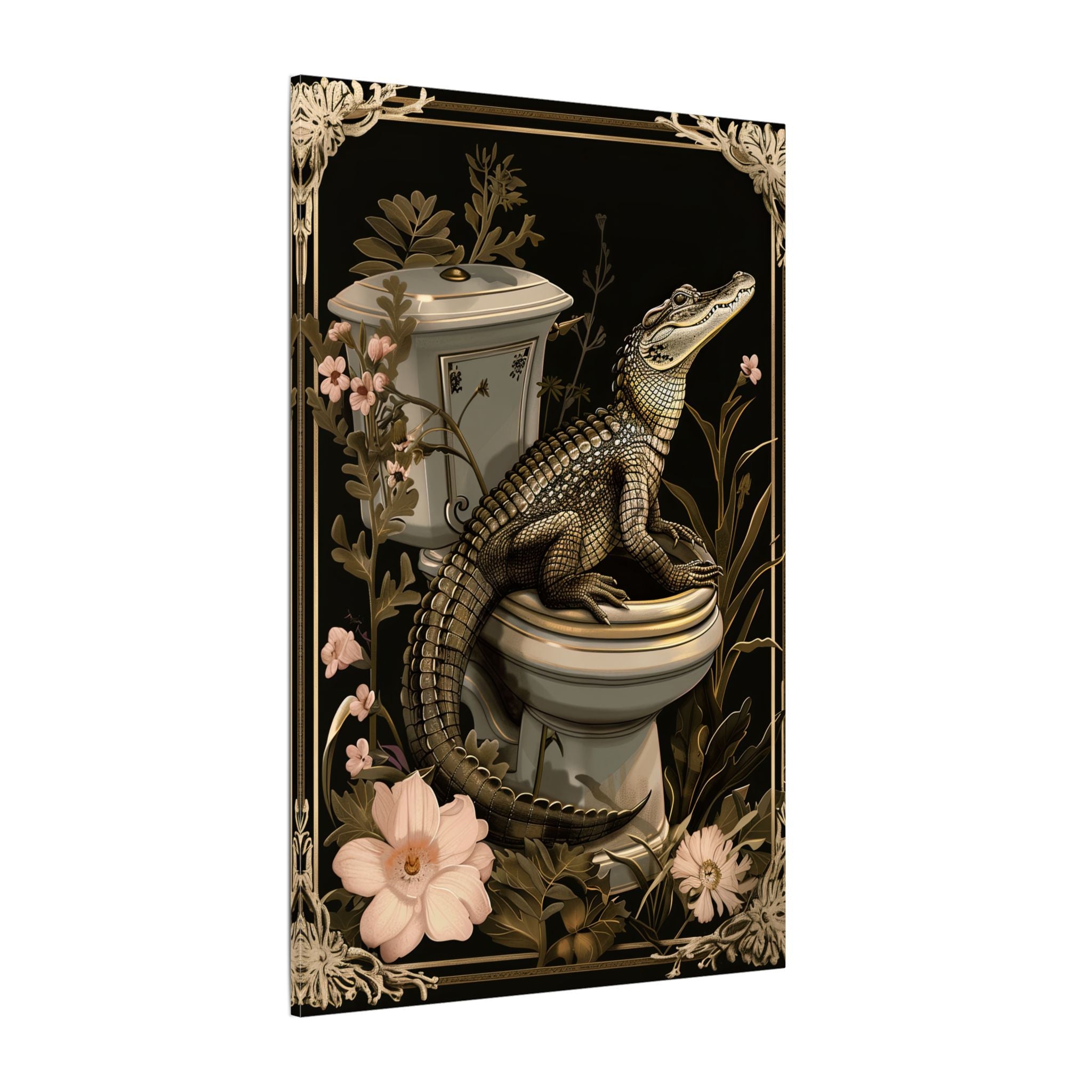 .75" Matte Canvas - Toilet Gator Floral Surprise