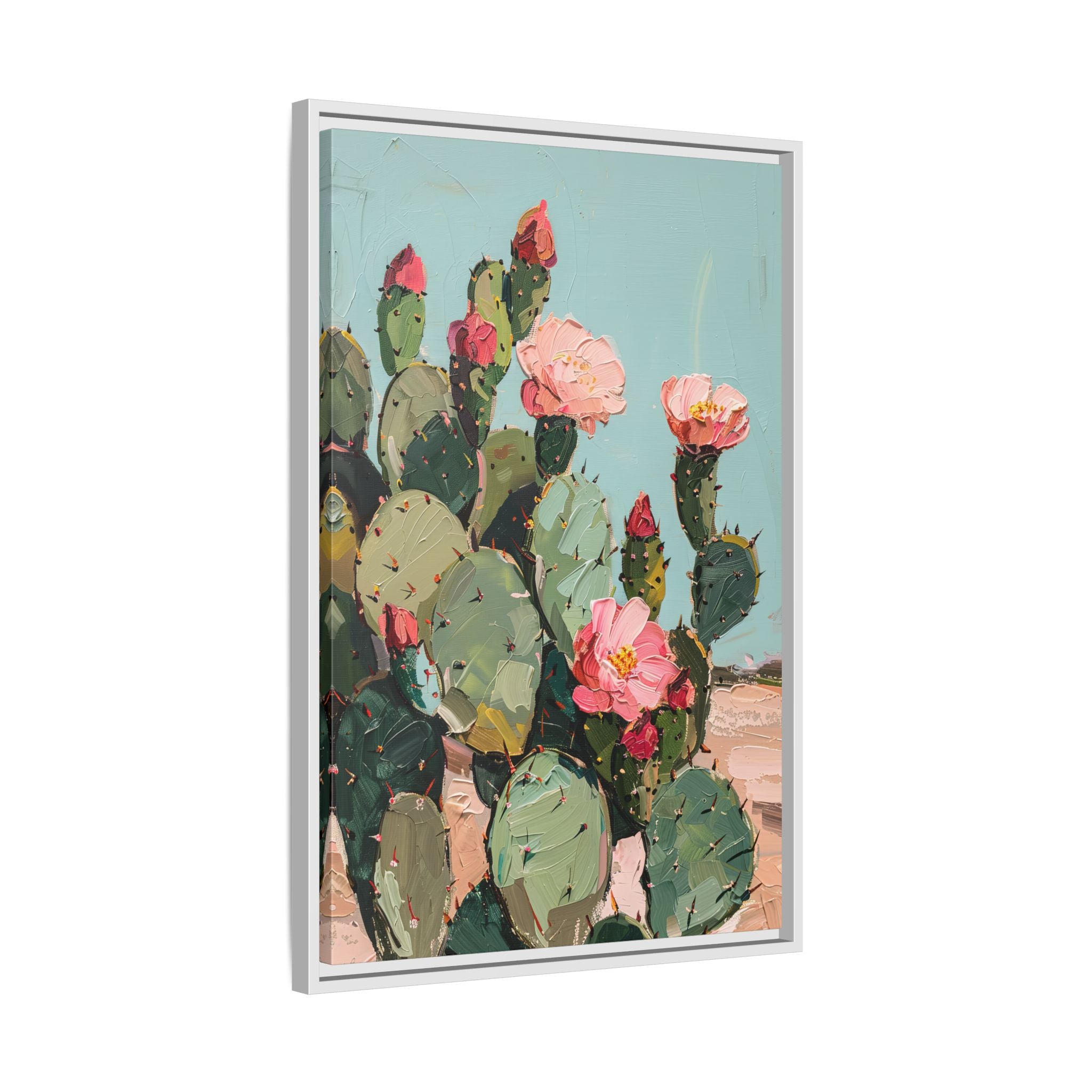 Framed Canvas - Arizona Blooming Cactus Color