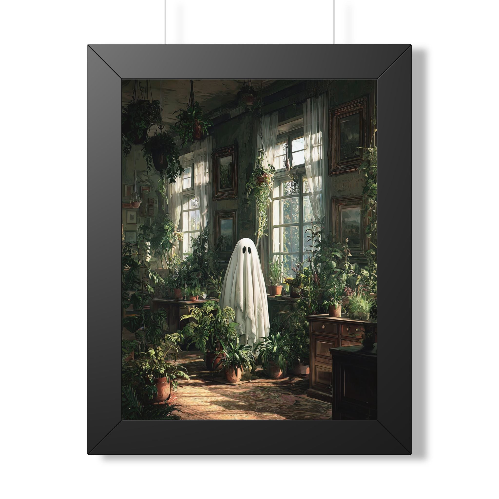Framed Paper Print - Ghost Among Houseplants