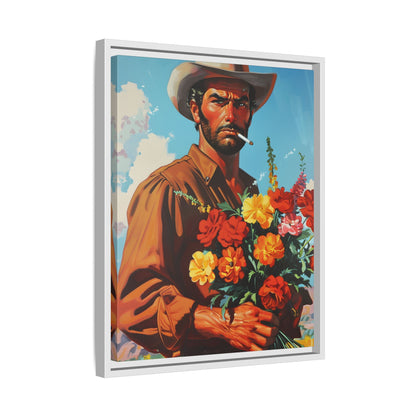 Framed Canvas - Rugged Blooms Cowboy