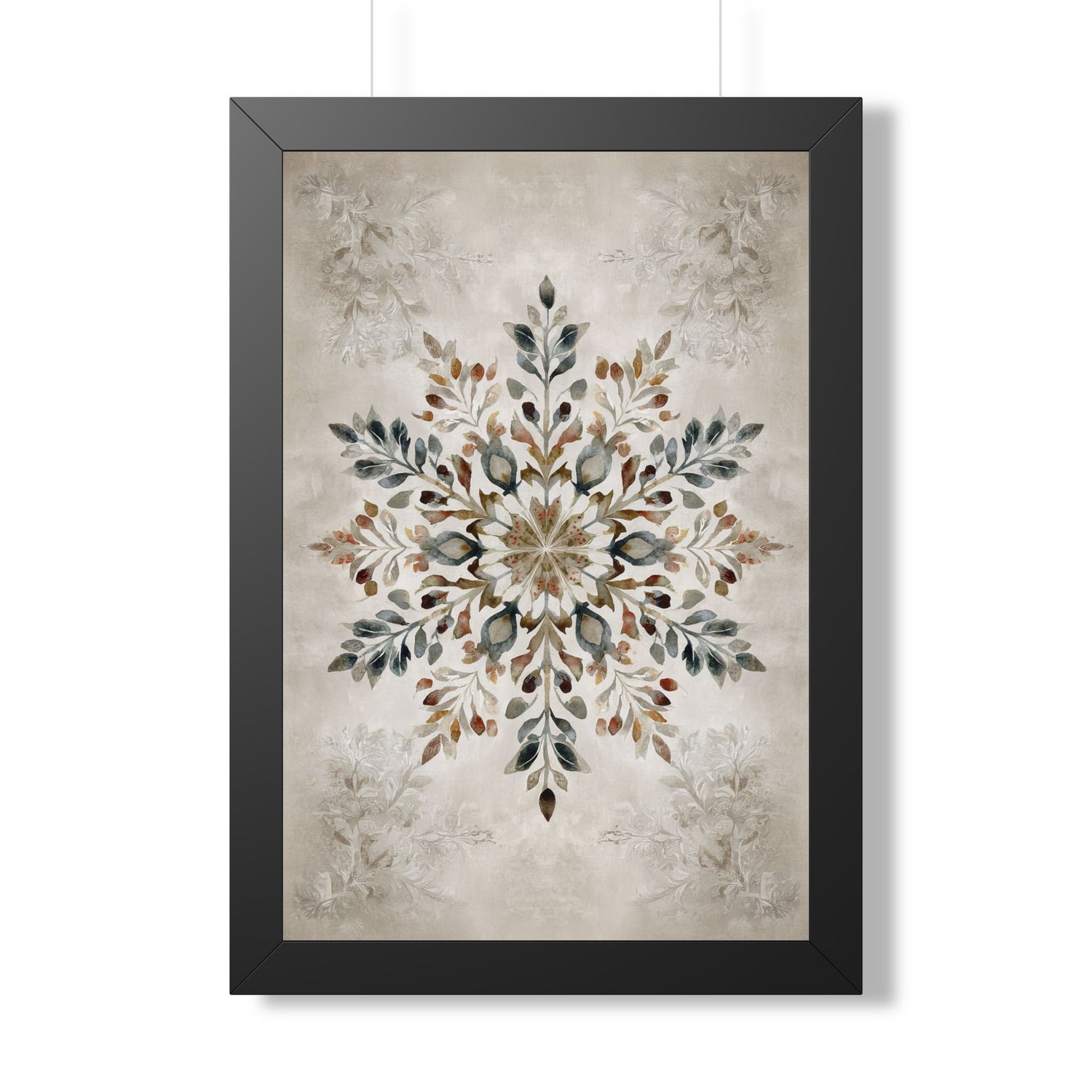 Framed Paper Print - Nordic Botanical Snowflake