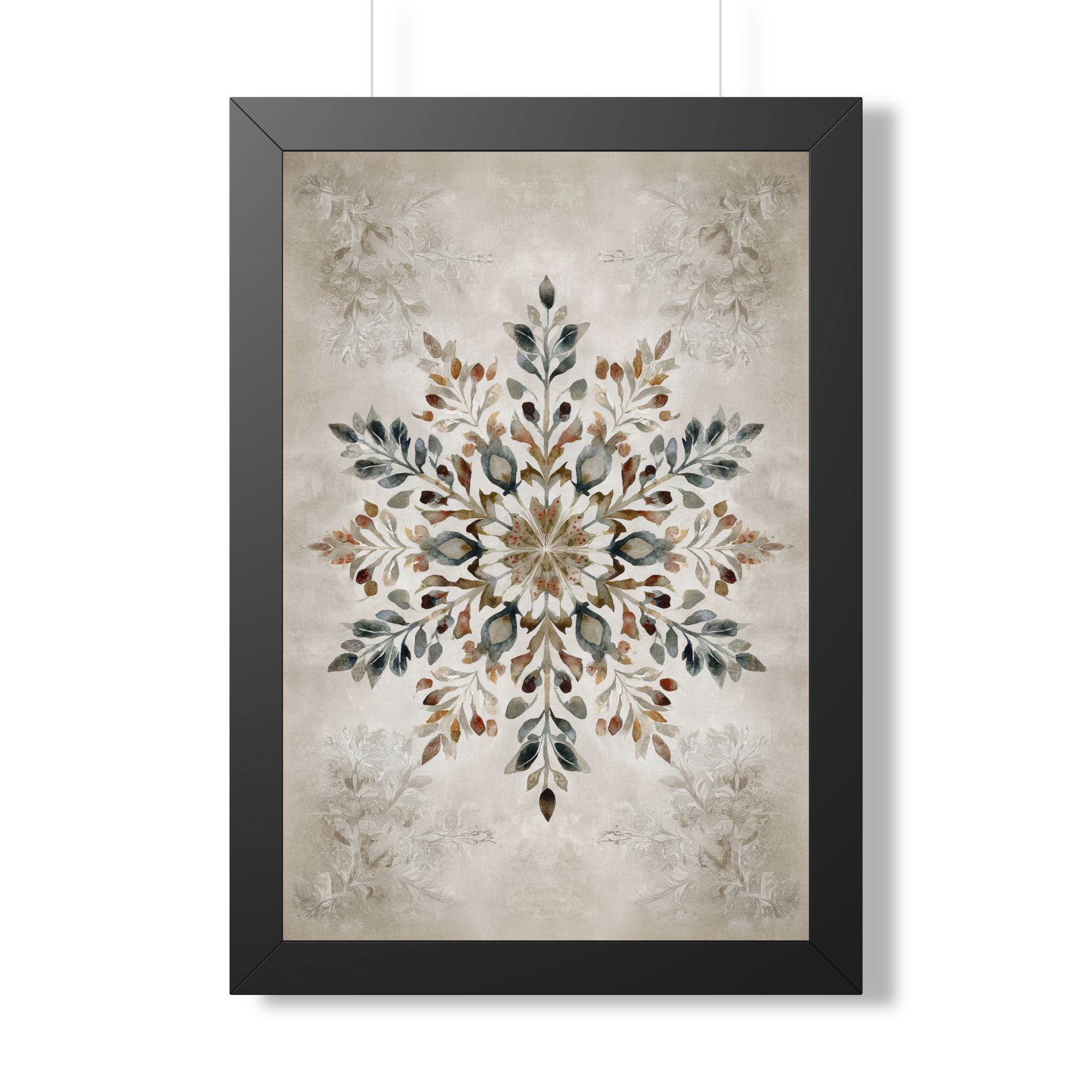 Framed Paper Print - Nordic Botanical Snowflake