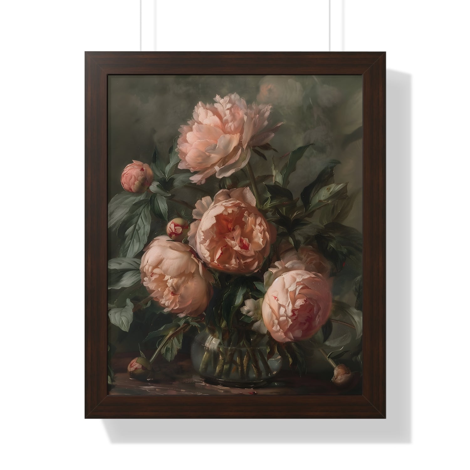 Framed Paper Print - Vintage Blush Peony Bouquet