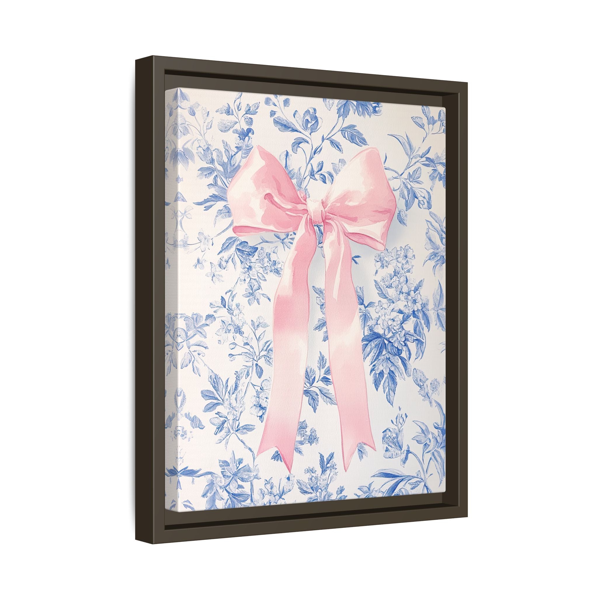 Framed Canvas - Pink Bow Floralscape