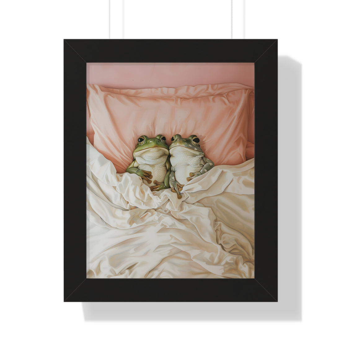 Framed Paper Print - Cozy Frogs Romantic Bliss