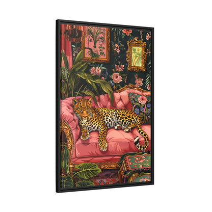 Framed Canvas - Leopard Lounge in Bloom