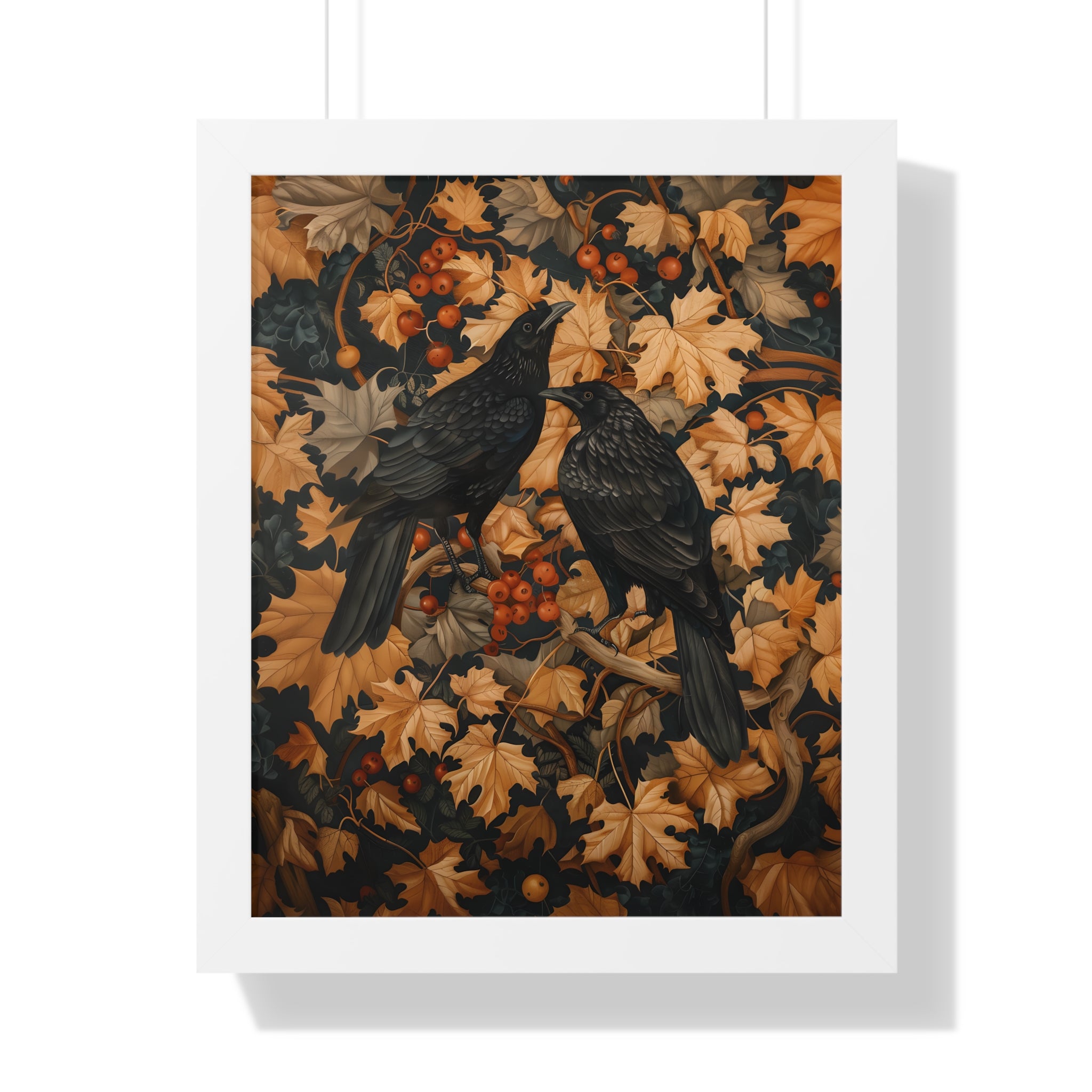 Framed Paper Print - Autumn Rooks in Golden Leaves