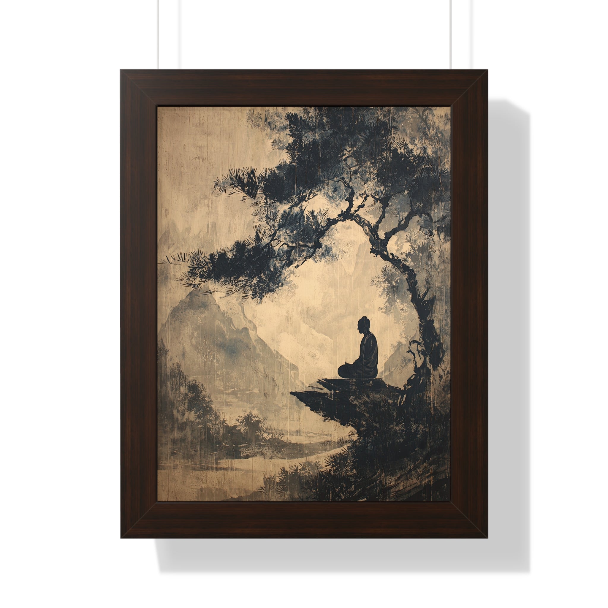 Framed Paper Print - Mountain Tree Zen Silence
