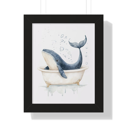 Framed Paper Print - Whale Tub Bubble Splash