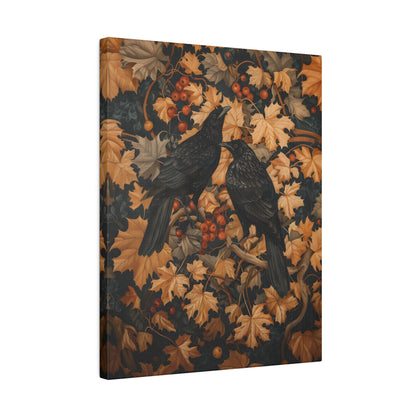 .75&quot; Matte Canvas - Autumn Rooks in Golden Leaves