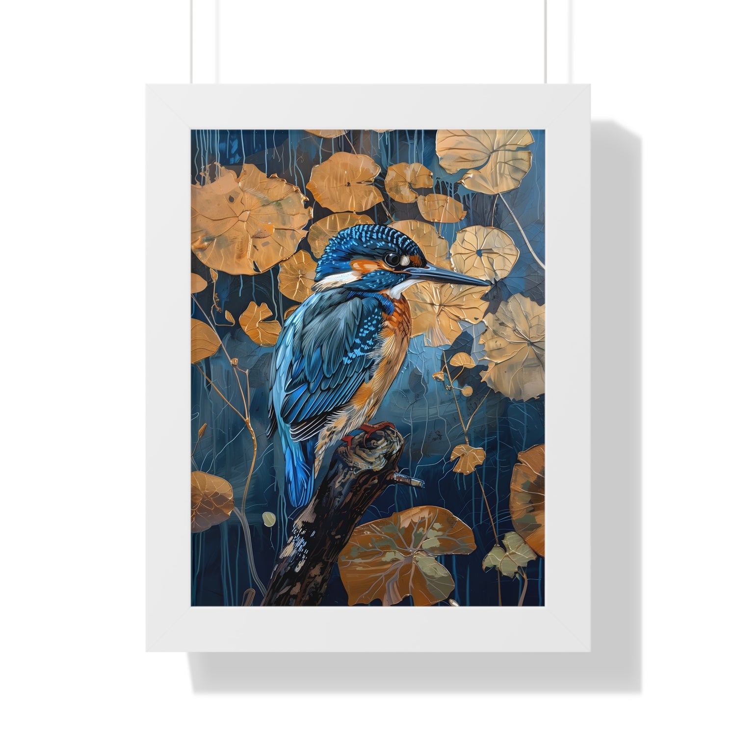 Framed Paper Print - Golden Leaves Kingfisher