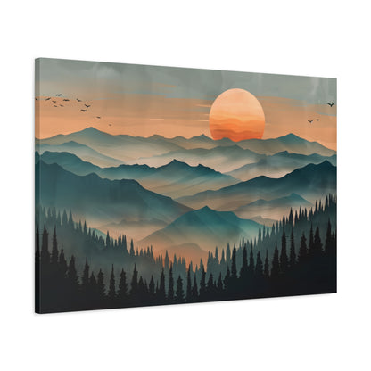 1.25" Matte Canvas - Sunset Serenity Mountain Range