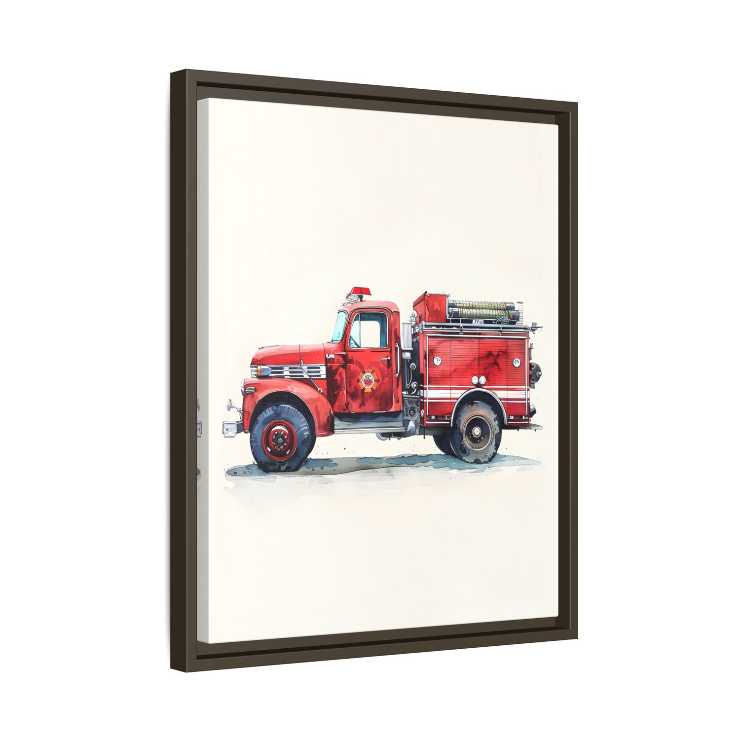 Framed Canvas - Vintage Firetruck Nursery