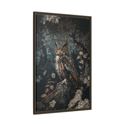 Framed Canvas - Midnight Watchful Owl