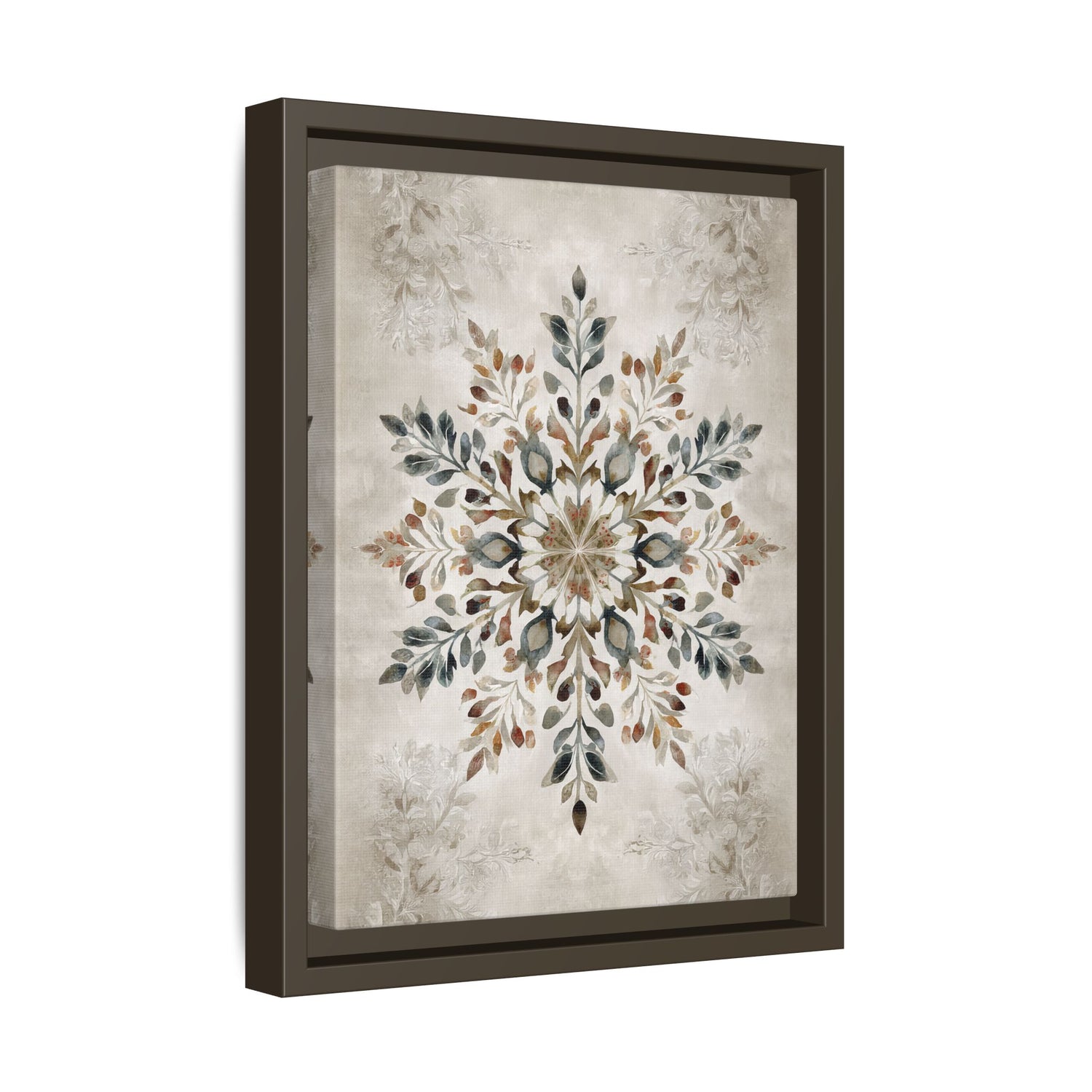 Framed Canvas - Nordic Botanical Snowflake