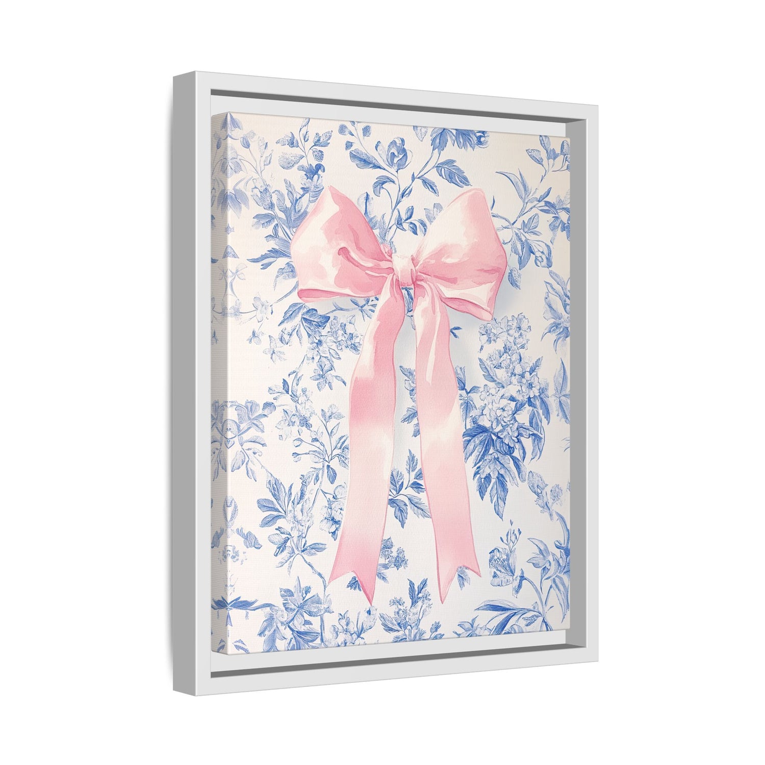 Framed Canvas - Pink Bow Floralscape