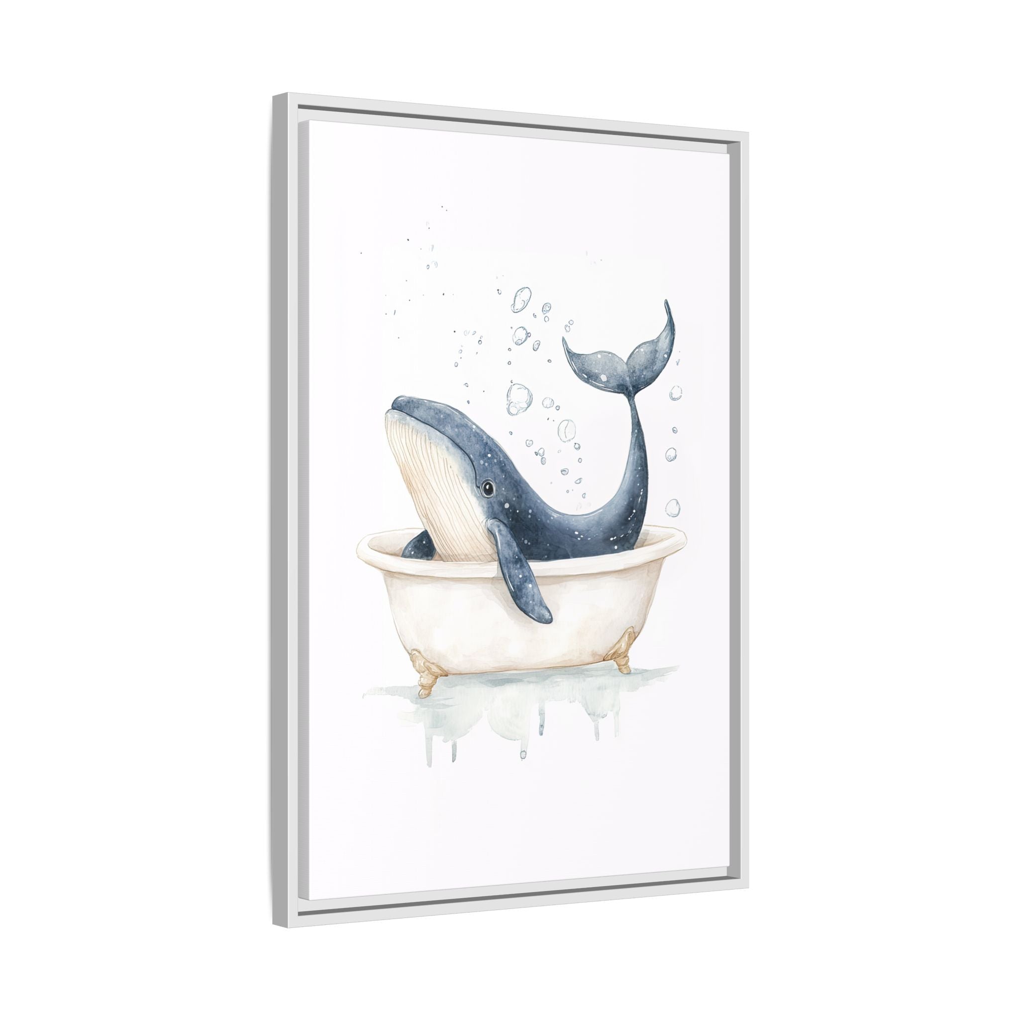 Framed Canvas - Whale Tub Bubble Splash