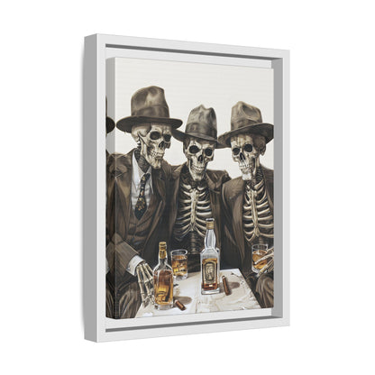 Framed Canvas - Skeleton Whiskey Gentlemen