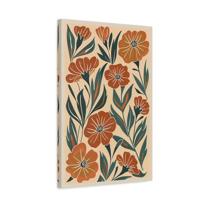 1.25" Matte Canvas - Burnt Orange Boho Blossoms