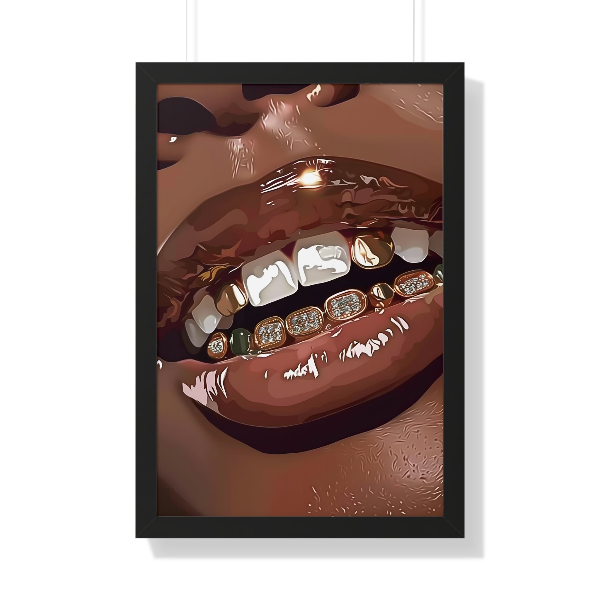 Framed Paper Print - Golden Grill Smile