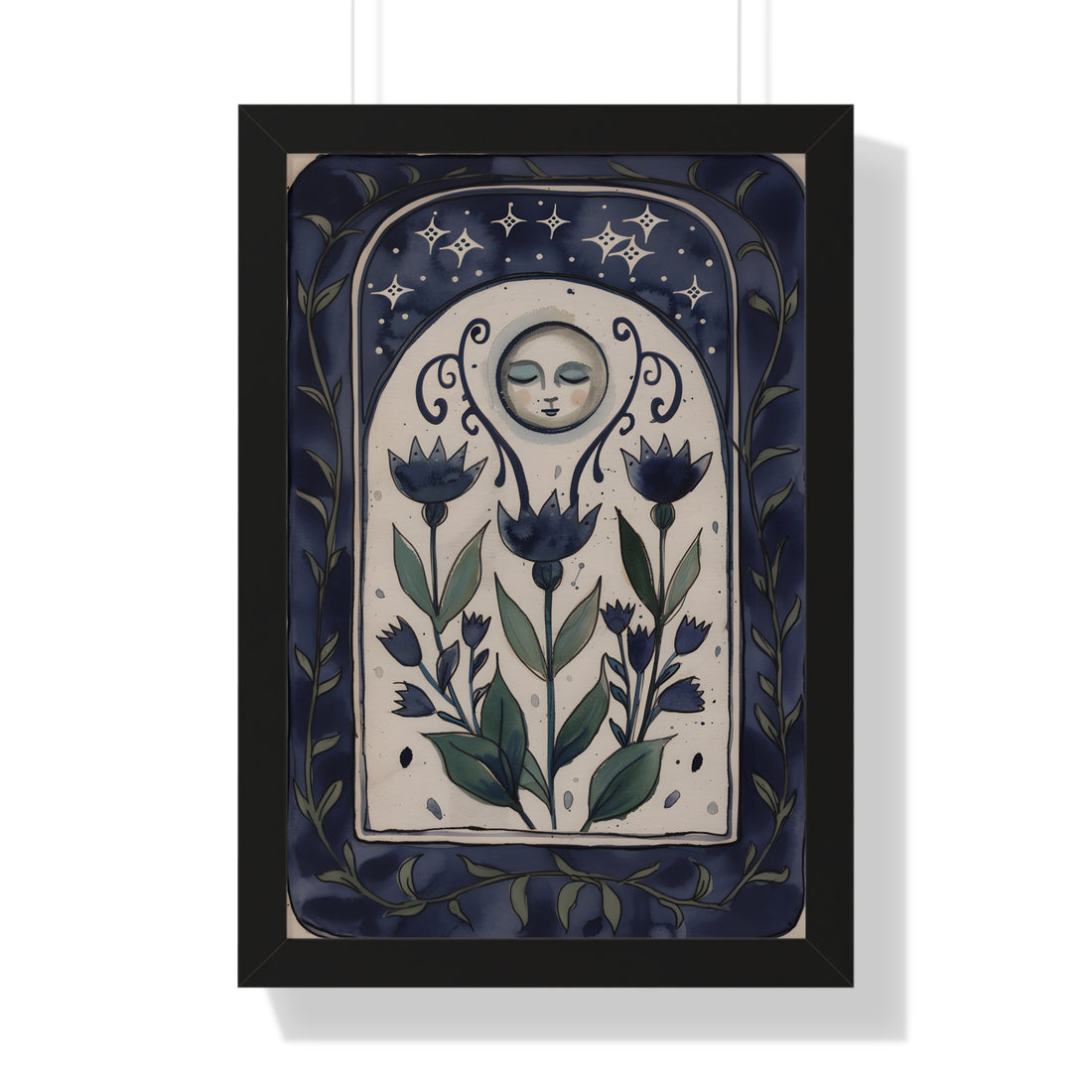 Framed Paper Print - Moonlit Folk Bloom Dream