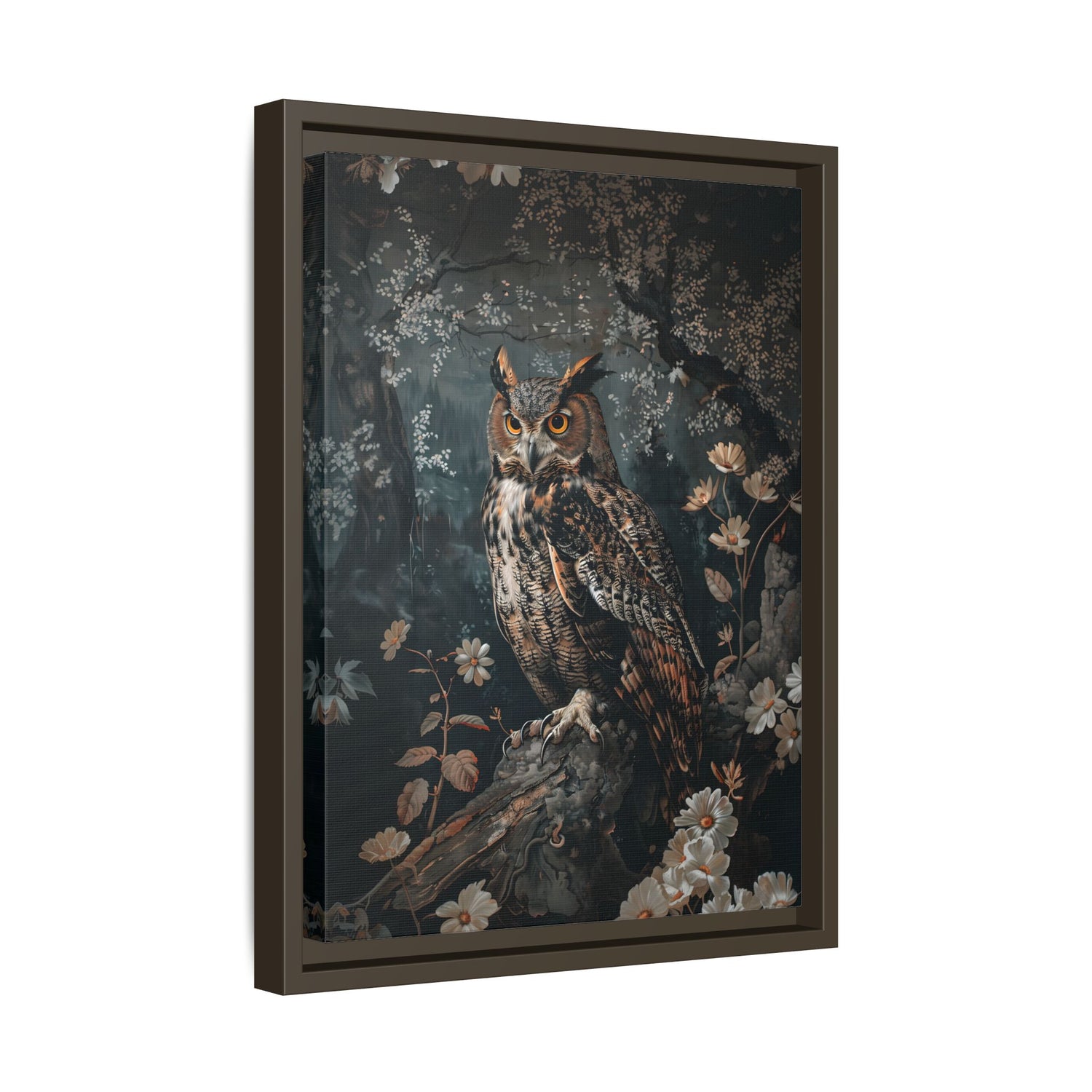 Framed Canvas - Midnight Watchful Owl