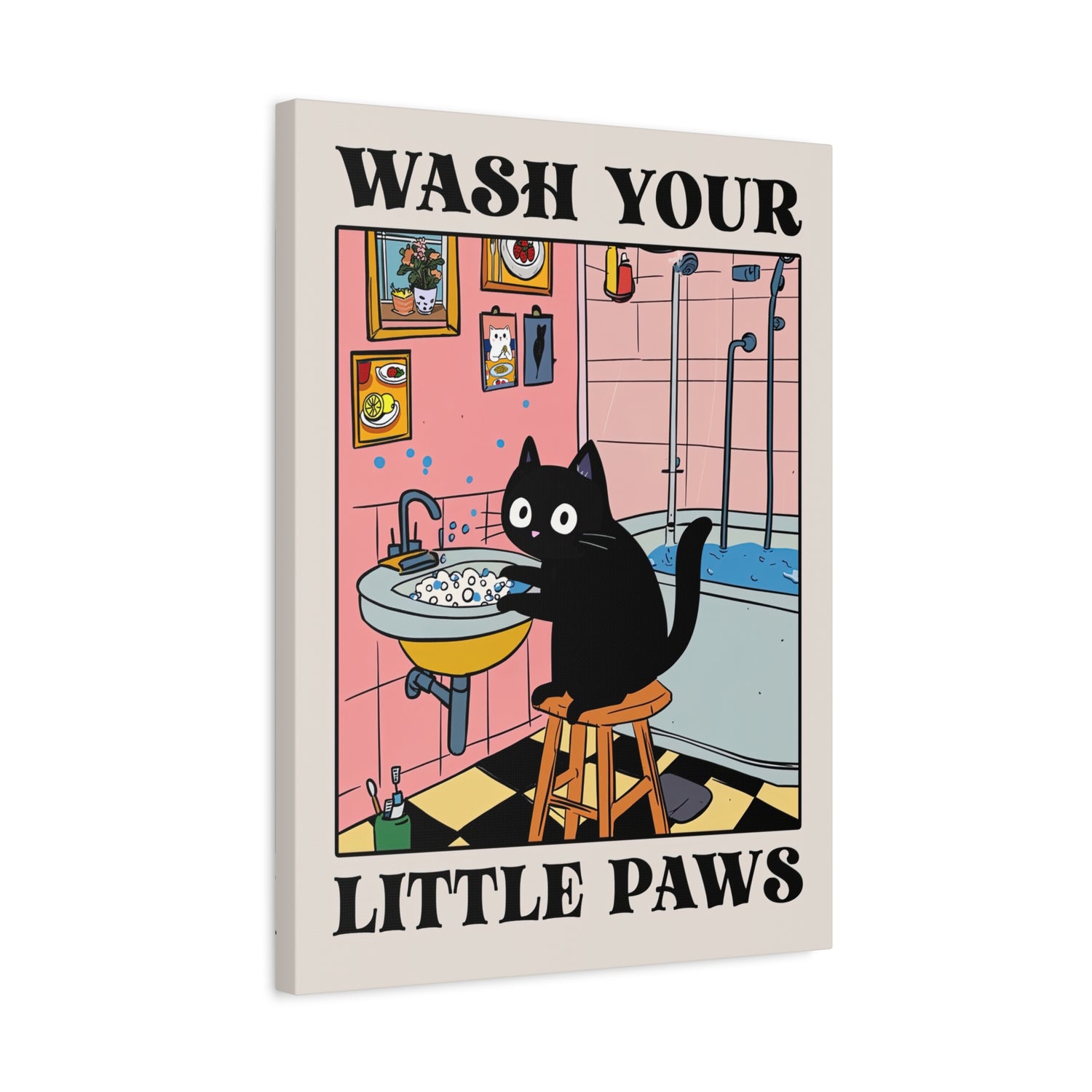 1.25" Matte Canvas - Wash Your Little Paws Cat