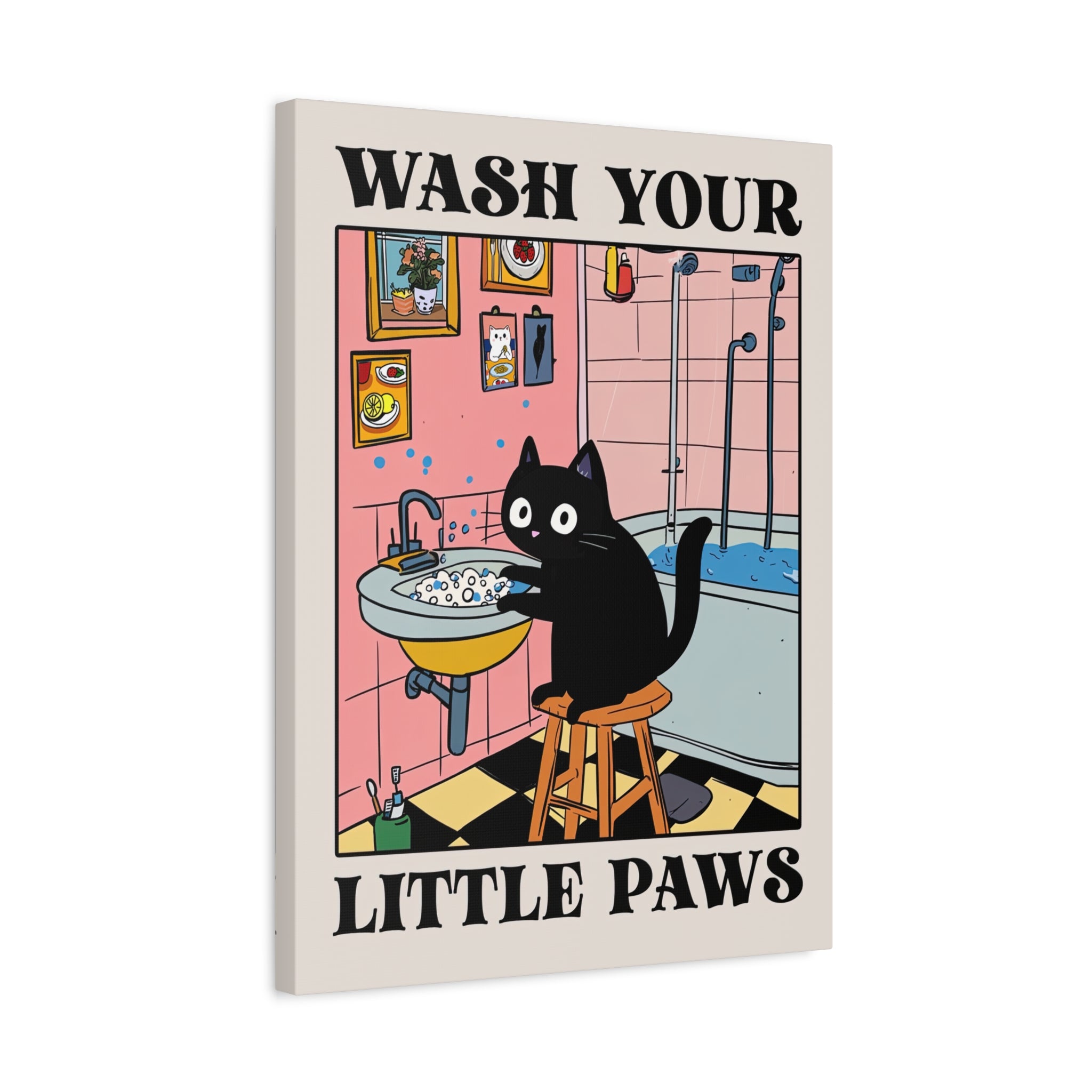 1.25" Matte Canvas - Wash Your Little Paws Cat