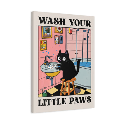 1.25" Matte Canvas - Wash Your Little Paws Cat