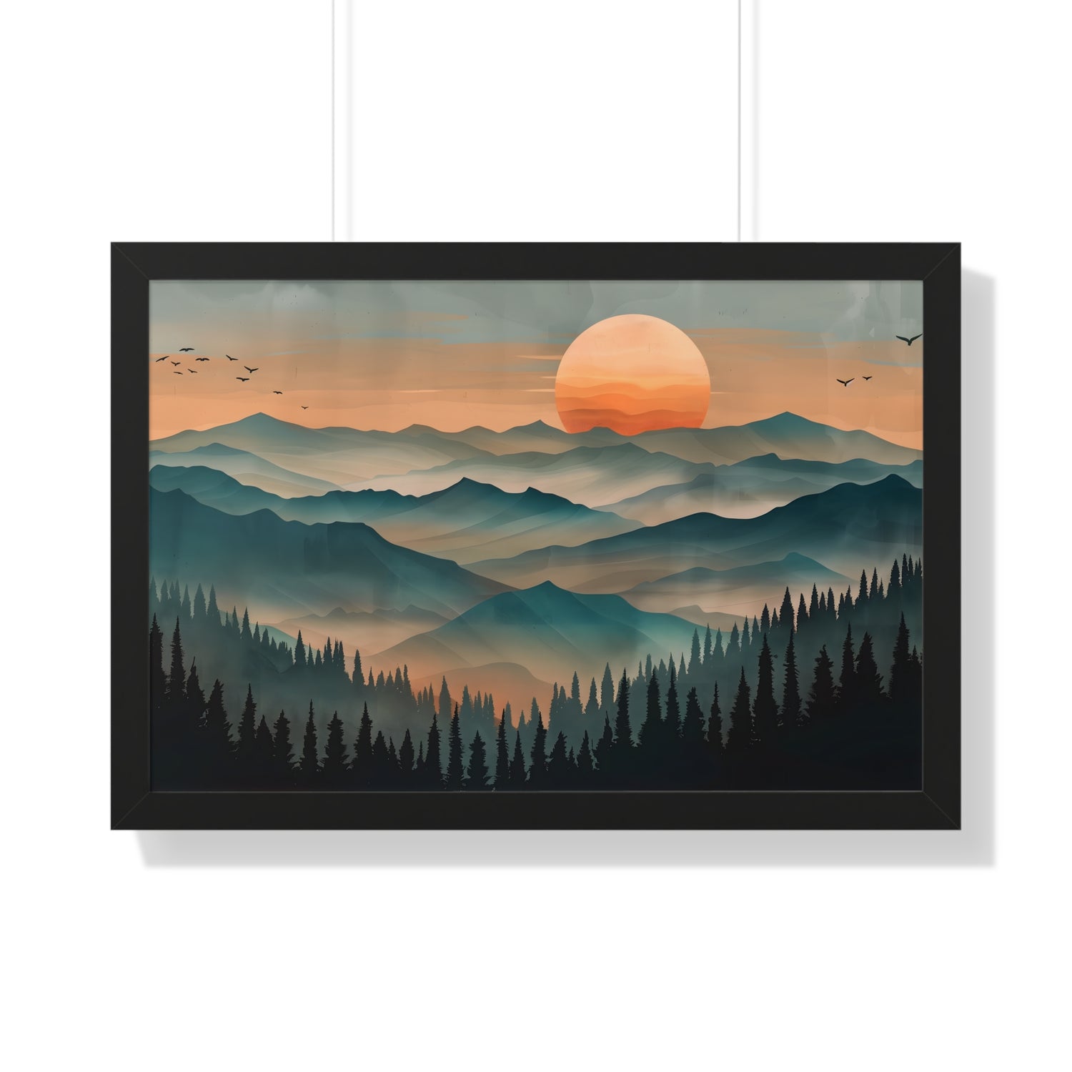 Framed Paper Print - Sunset Serenity Mountain Range