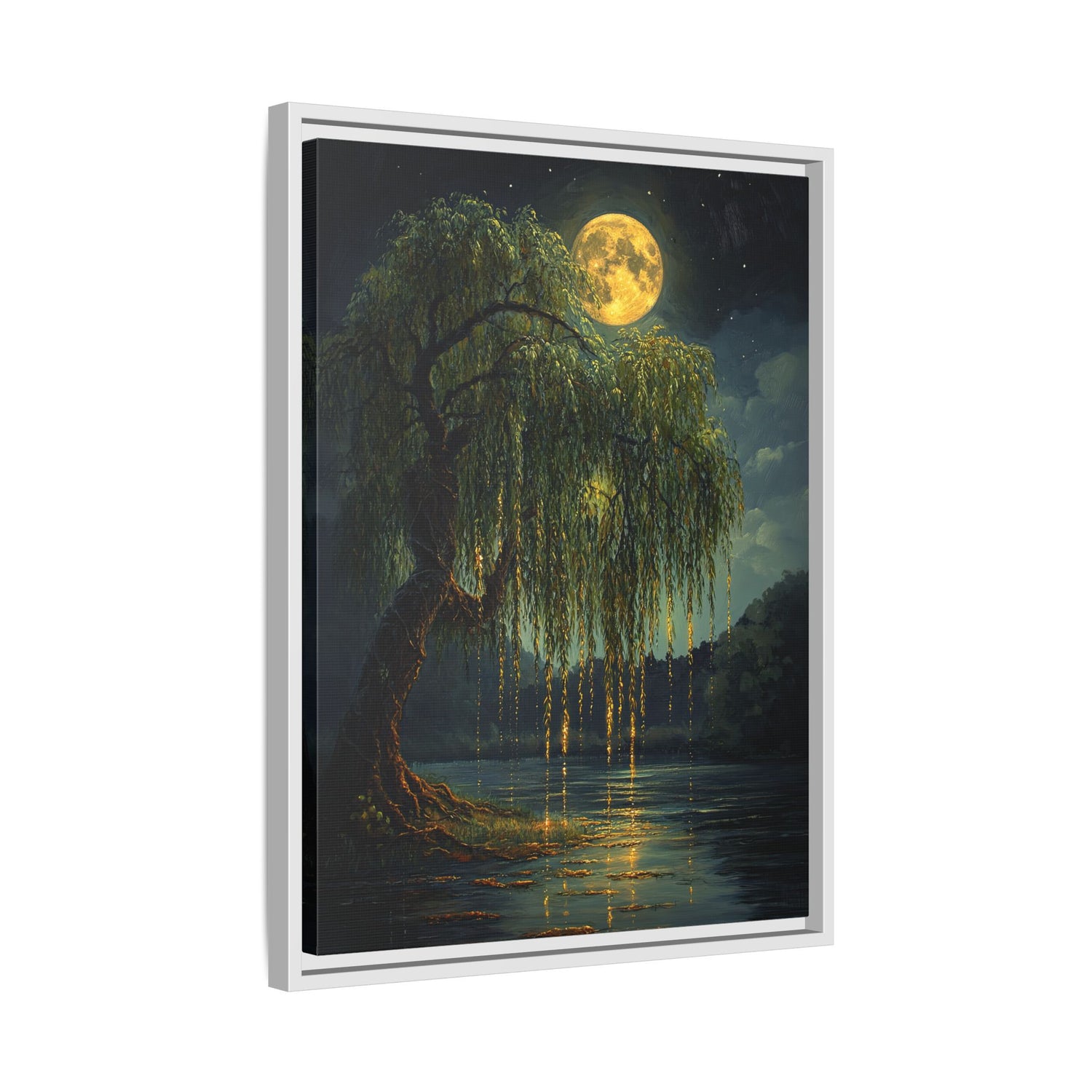 Framed Canvas - Moonlit Willow Glow