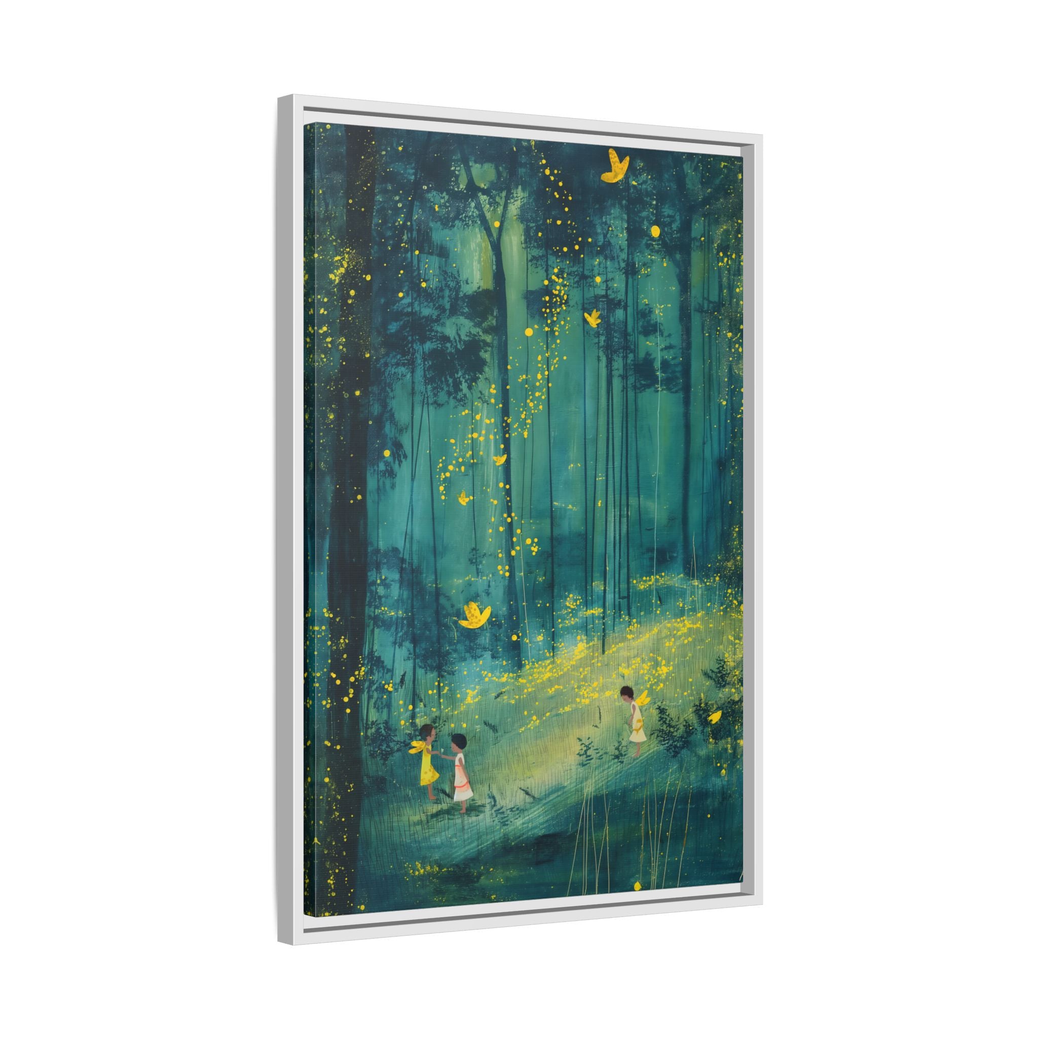 Framed Canvas - Enchanted Firefly Forest