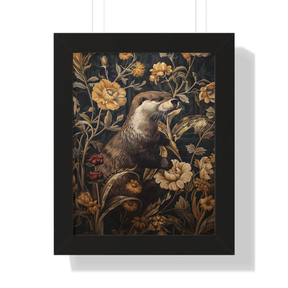 Framed Paper Print - Otter in Floral Paradise