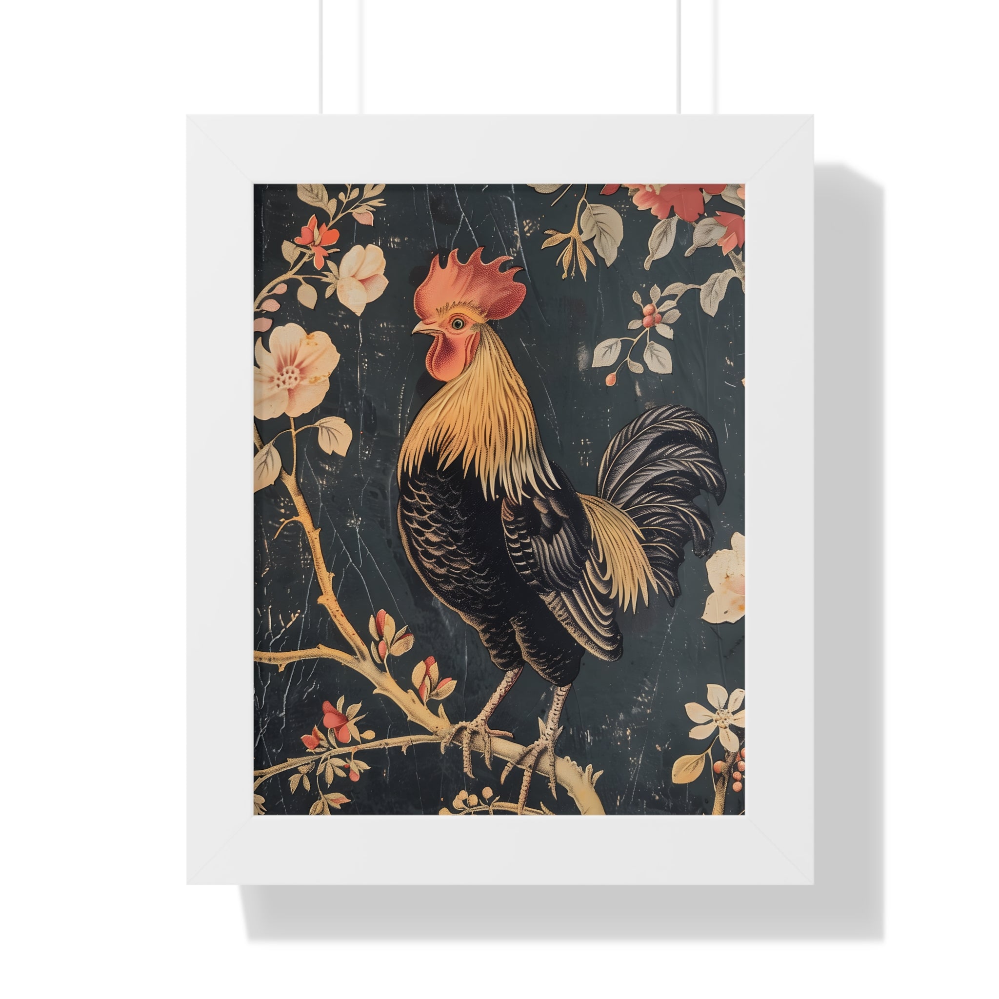 Framed Paper Print - Blooming Rooster Glory