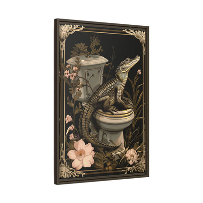 Framed Canvas - Toilet Gator Floral Surprise