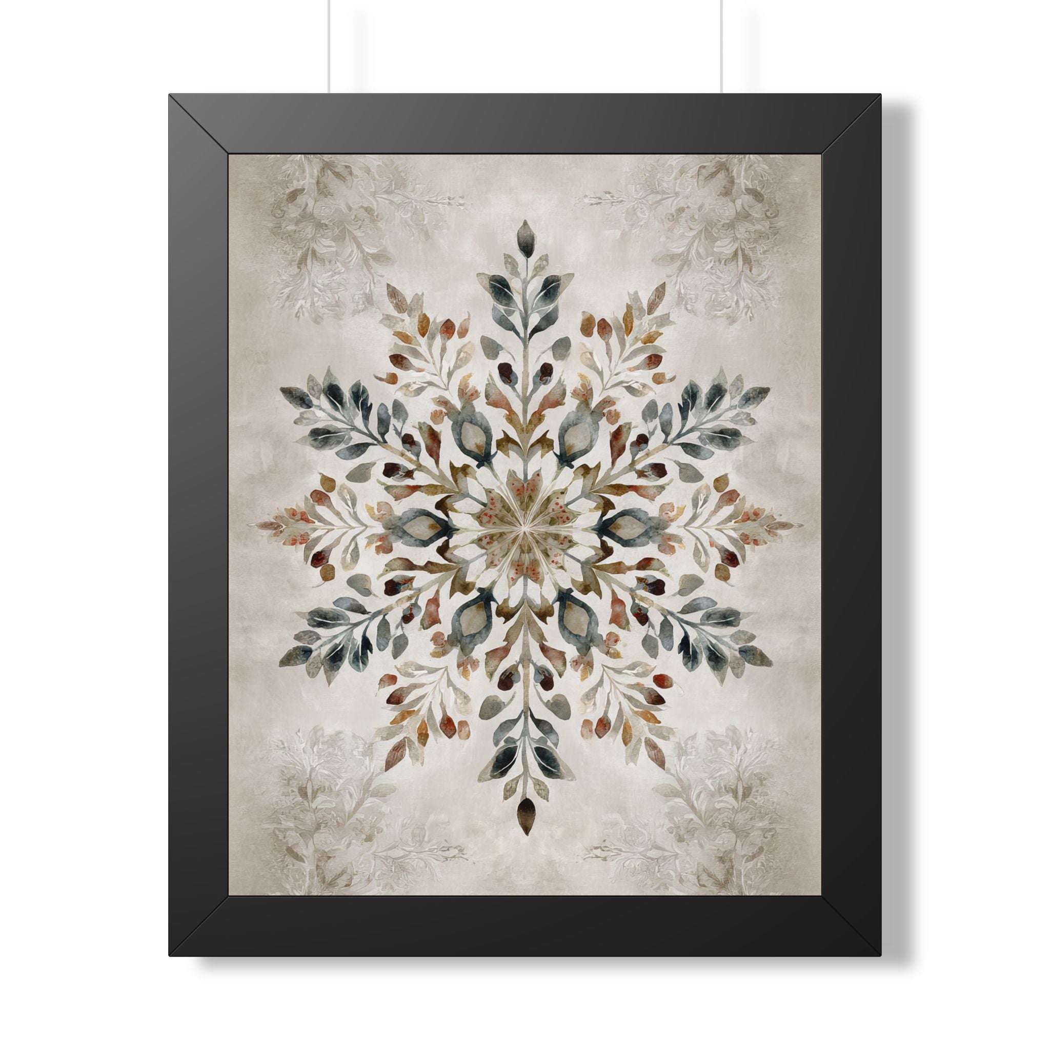 Framed Paper Print - Nordic Botanical Snowflake