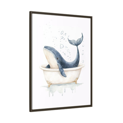 Framed Canvas - Whale Tub Bubble Splash