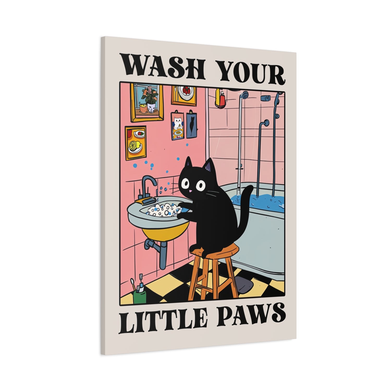 1.25" Matte Canvas - Wash Your Little Paws Cat