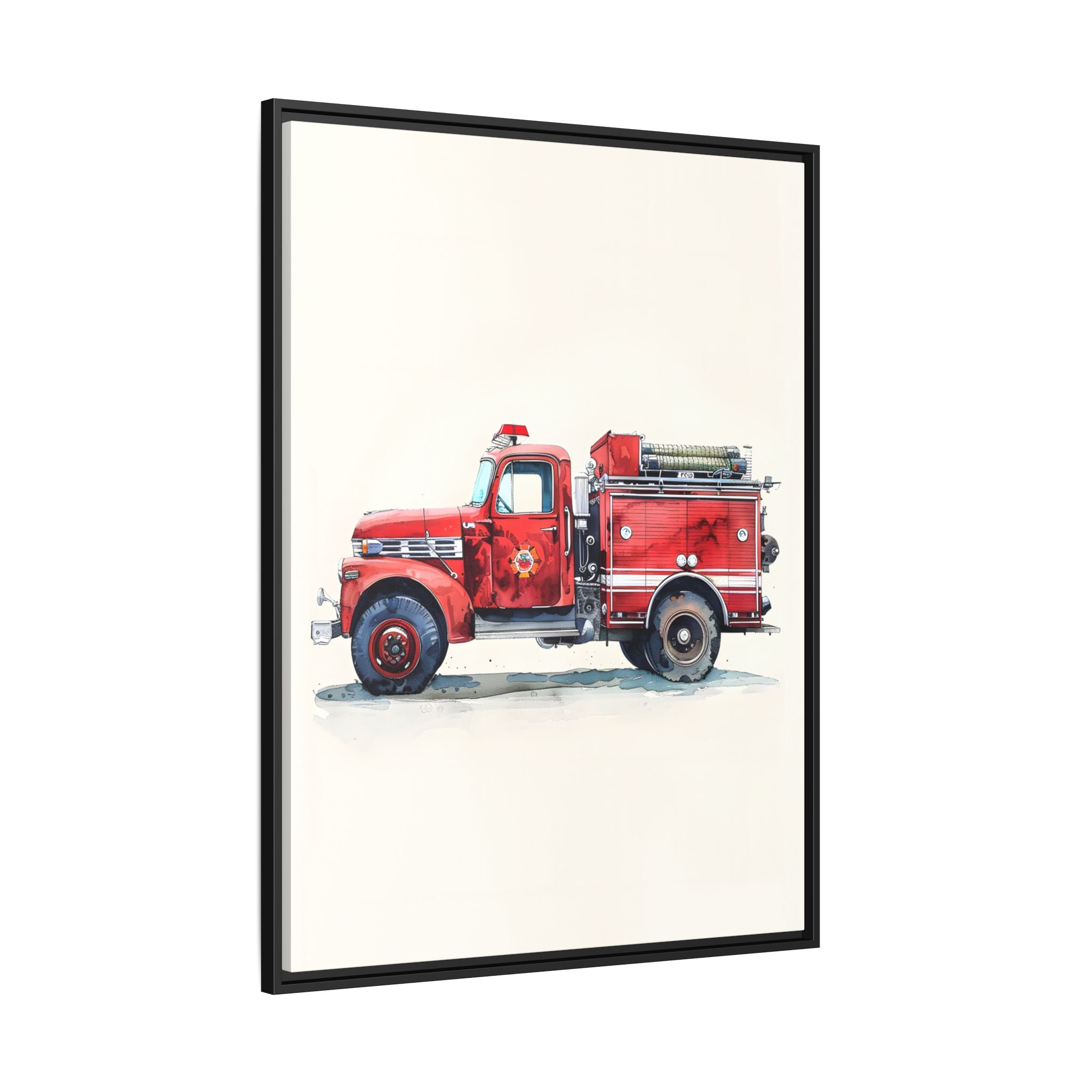 Framed Canvas - Vintage Firetruck Nursery