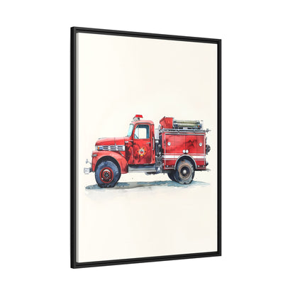Framed Canvas - Vintage Firetruck Nursery