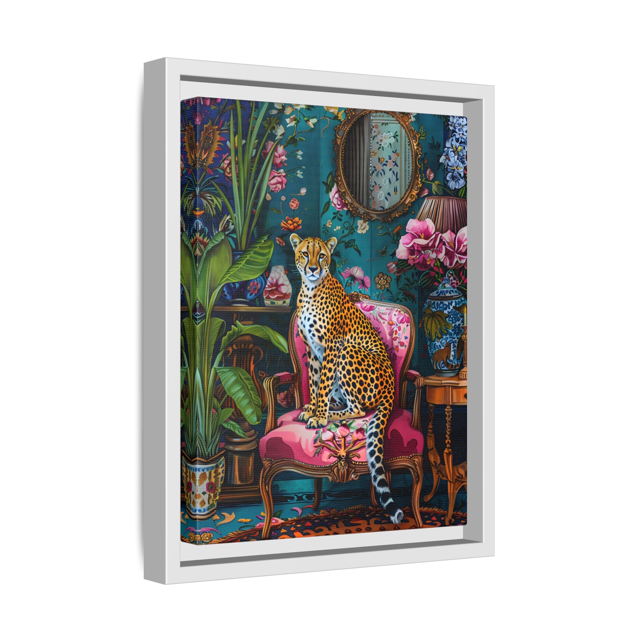 Framed Canvas - Regal Cheetah Reverie
